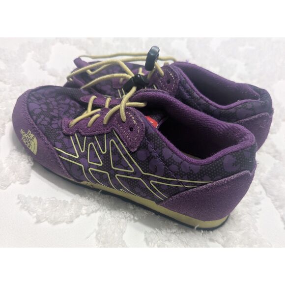 🥾 The North Face Girls Suede Trail Shoes Purple/Yellow Size 12 - Picture 4 of 10